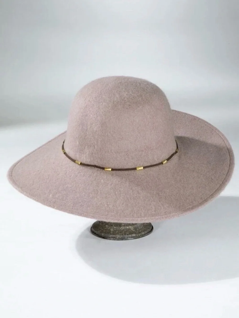 Wool Wide-Brim Fedora Hat in Dusty Rose